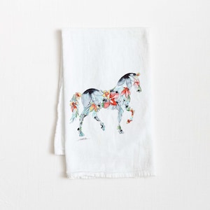 HORSE Flour Sack Kitchen Tea Towel 27x27 Cotton Kitchen Decor Unique Housewarming Hostess Birthday Christmas Farmhouse Rustic Minimalist