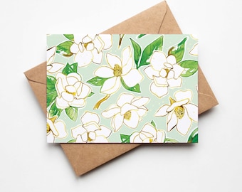 Magnolia Design Note Card Set fine art gift watercolor artwork Christmas gift birthday for her