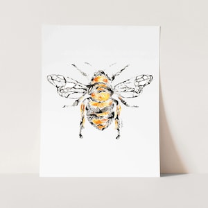 Honeybee Fine Art Print regalo de arte de acuarela para ella él decoración de pared de cumpleaños de Navidad imagen 1