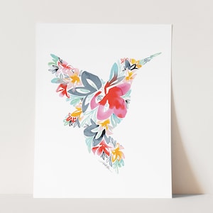 HUMMINGBIRD Wall Art Print, Bird Art, Peinture d'oiseau colibri aquarelle, Décor de colibri, Cadeaux d'oiseau pour lui ou elle, Cadeau d'amant d'oiseau