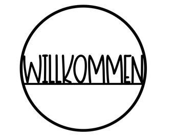 Holz 3D-Schriftzug "Kranz Willkommen III" Wandkranz Türkranz Hoop