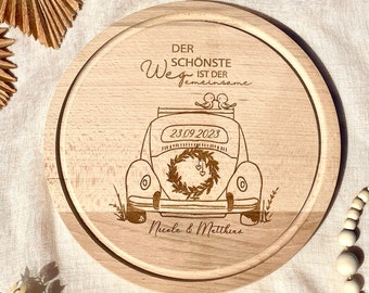 Frühstücksbrett | personalisiert Hochzeit | Der schönste Weg...  | Namen & Datum | Brautpaar | Erinnerungsgeschenk | Holzbrett mit Gravur