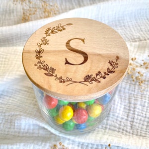 Vorratsglas Blumenranke mit Initiale | personalisiert | Herz | Keksdose | Geschenkglas