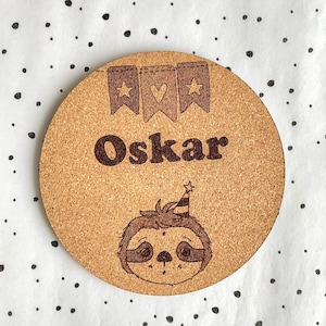 Kinder Korkuntersetzer | Tiermotiv | Name Kinder | Untersetzer | Geschenk | Platzkarte | Mitgebsel | Glasuntersetzer personalisiert | Taufe