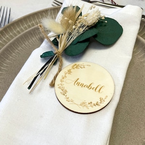 Namensschild Blumenranke | Geschenk | Platzkarte | Tischkarten | Tischdeko | Gastgeschenk | Geschenkanhänger | personalisiert | Holz