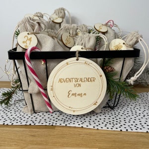 Advent calendar with name and numbers | for filling | Jute bag | DIY | Decoration for Christmas | Children | personalized | Wood
