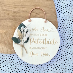 personalized wooden sign | Would you like to be my godmother of the heart? | Dried flowers | Sayings | Wooden pendant | DIY