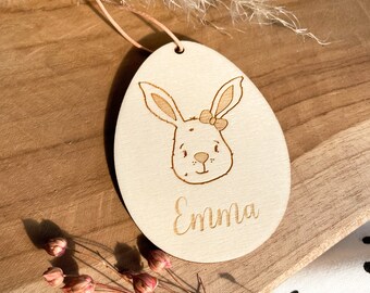 personalized Easter egg | Easter pendant | Easter gift | Wooden pendant | DIY | with desired name | Rabbit head girl motif