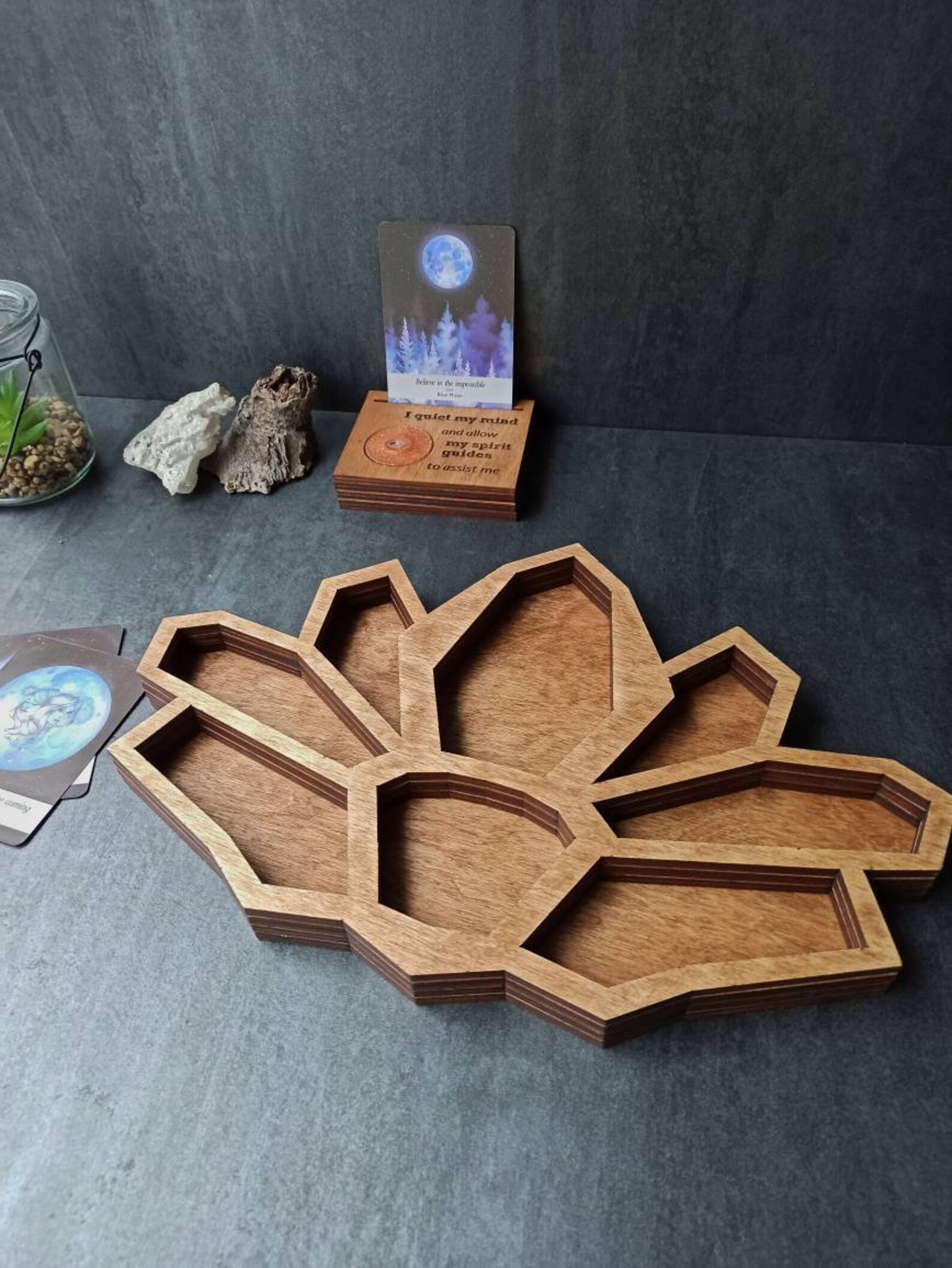 Crystal storage tray. Altar decor wood crystal holder for Etsy