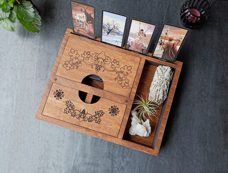 Large altar box wiccan supplies storage. Crystals / tarot / Etsy