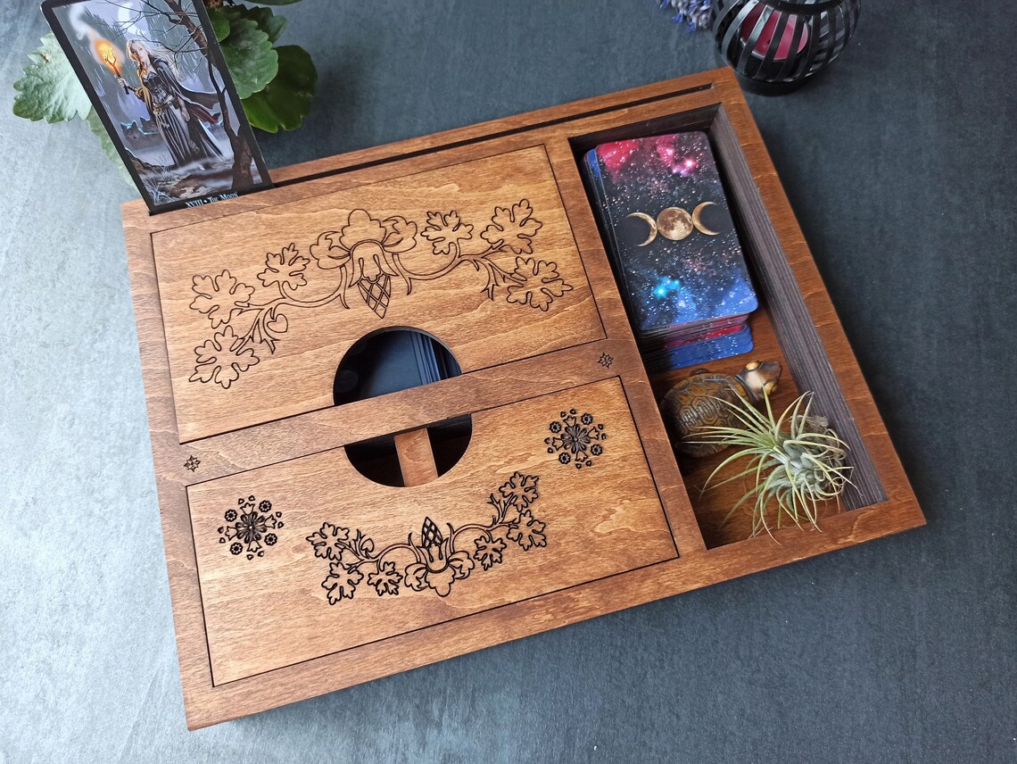 Large altar box wiccan supplies storage. Crystals / tarot / Etsy