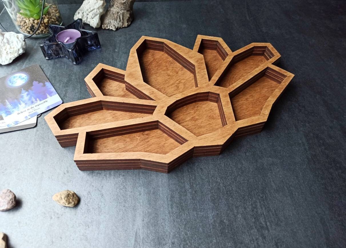 Crystal storage tray. Altar decor wood crystal holder for Etsy