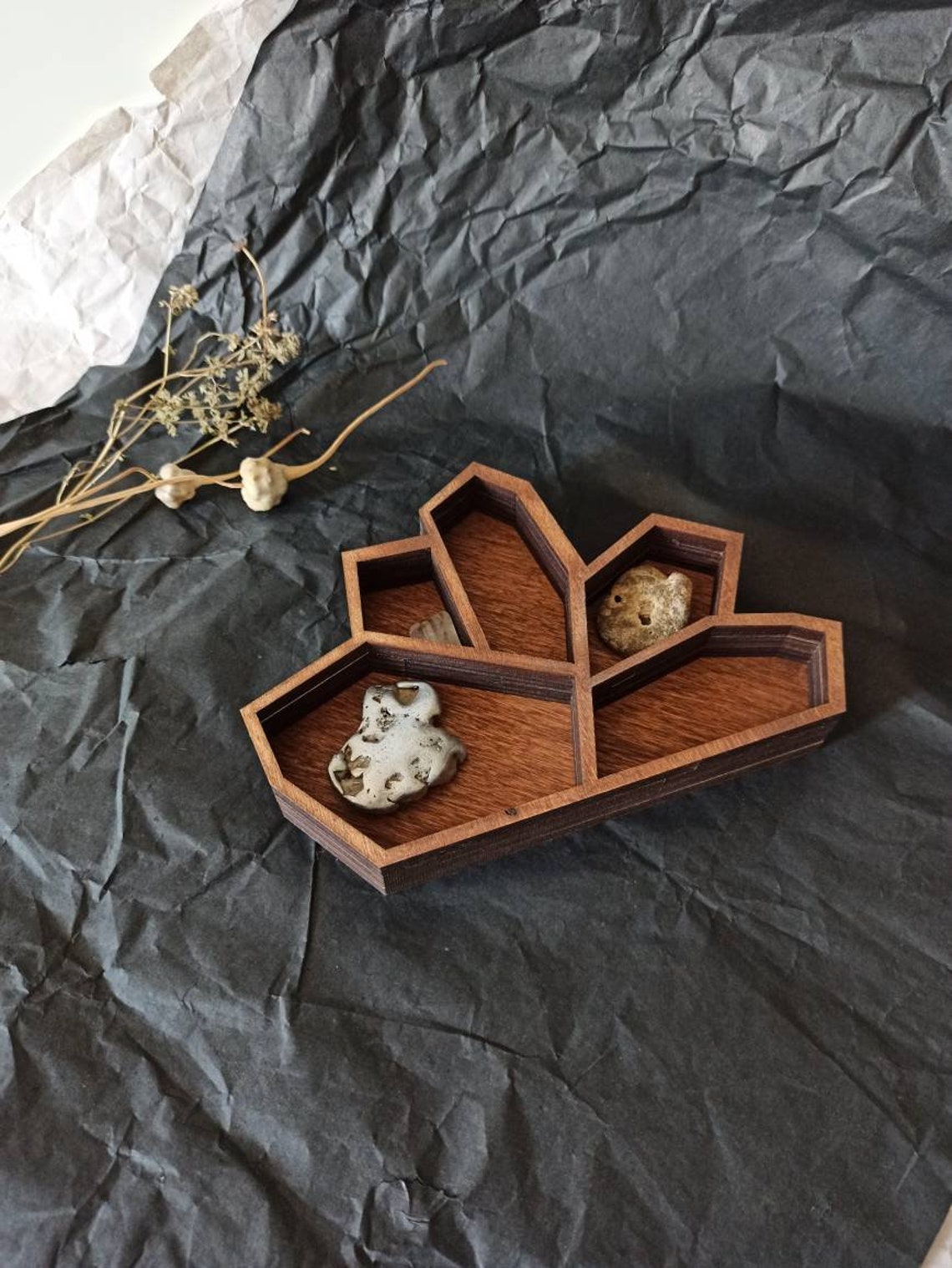 Crystal display tray. Wooden tray crystal storage. Crystal Etsy