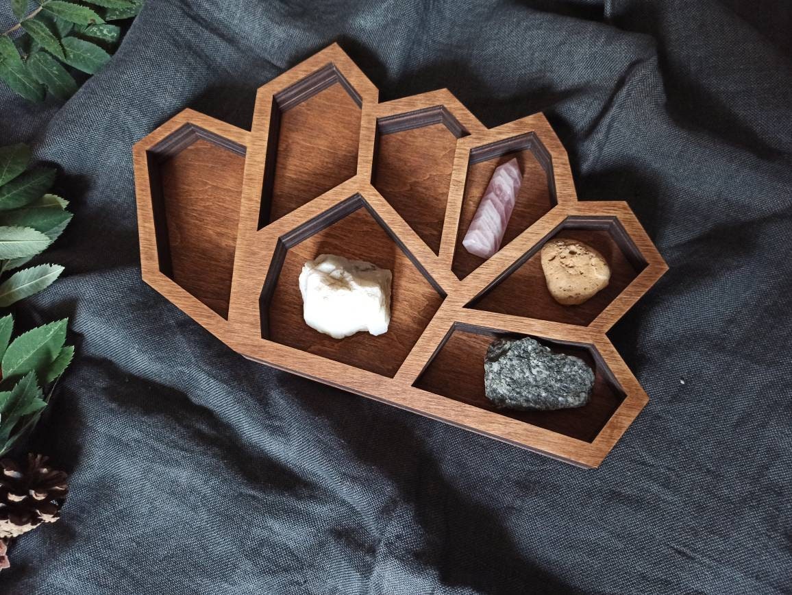 Crystal cluster tray. Wood crystal display tray Etsy