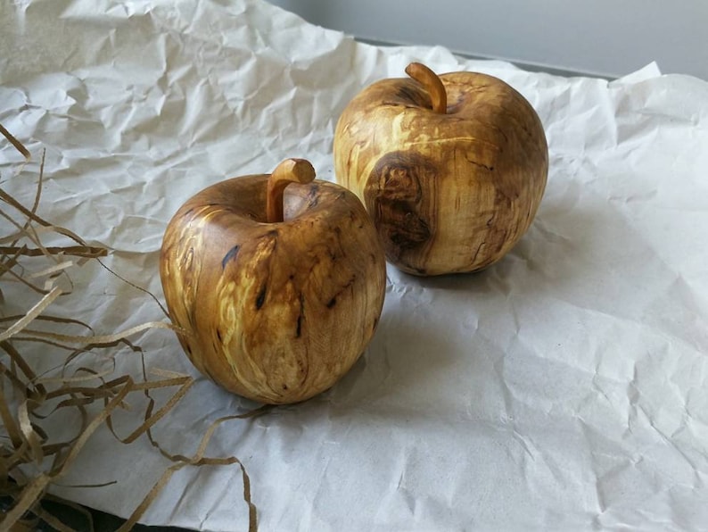 Hand Carved Wooden Apple From Birch Burl. Decorative Apple Etsy