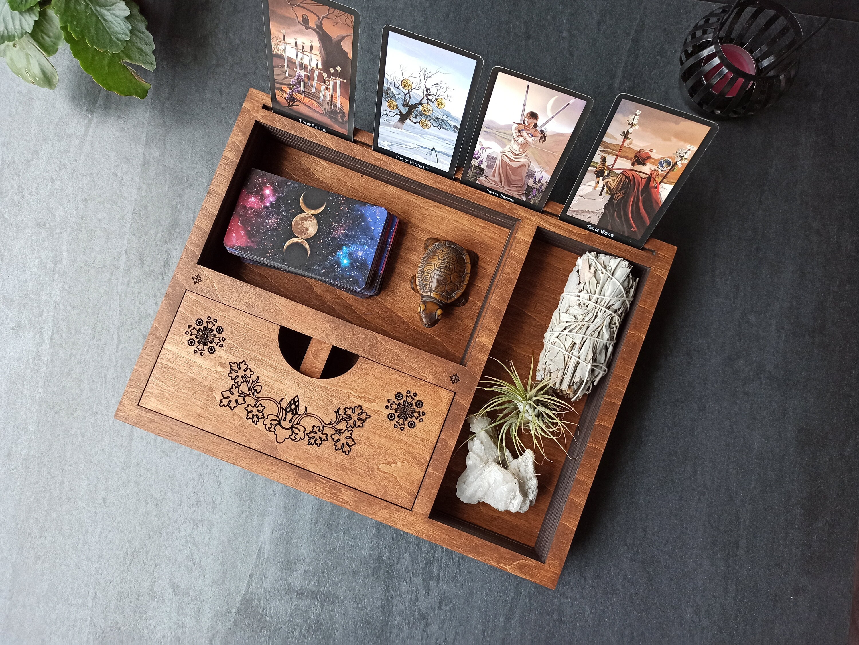 Large altar box wiccan supplies storage. Crystals / tarot / Etsy