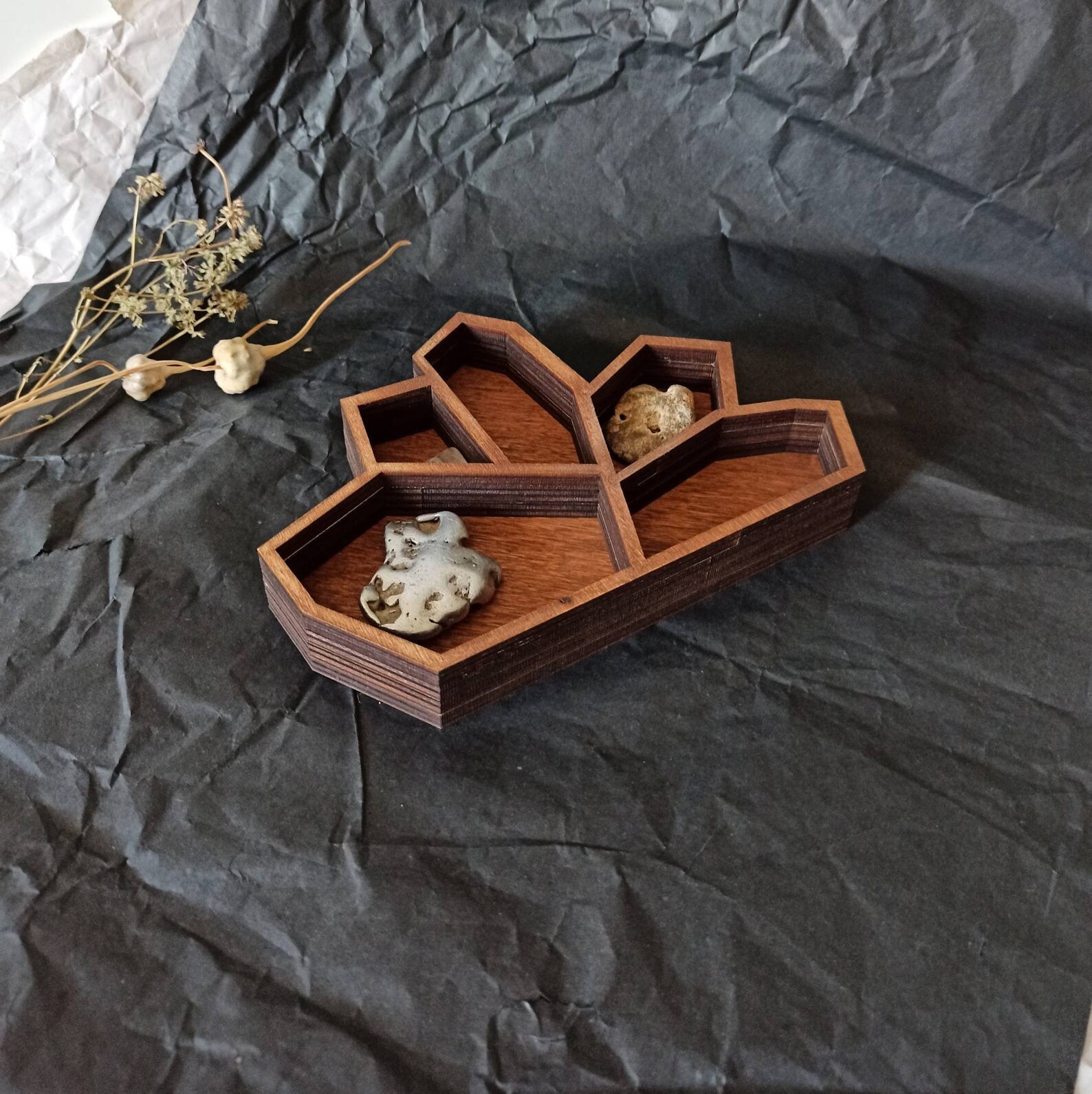 Crystal display tray. Wooden tray crystal storage. Crystal Etsy