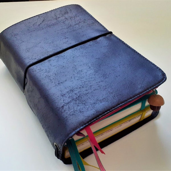 A5 Handmade Soft Vegan Leather Travellers Notebook Fauxdori Midori Journal Cover With Vegan Leather Pockets In Front & Back Cover