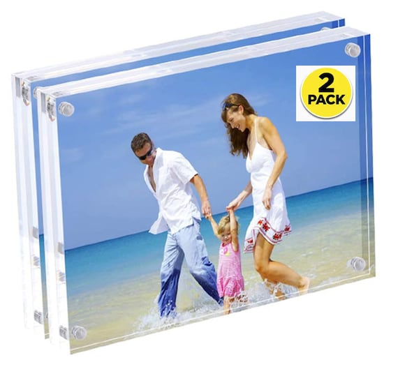 Acrylic Photo Picture Frame Package 4x6 6x8 8x10 Double Sided Magnetic  Block, Home Decor Frameless Desktop Display 24mm Thickness 