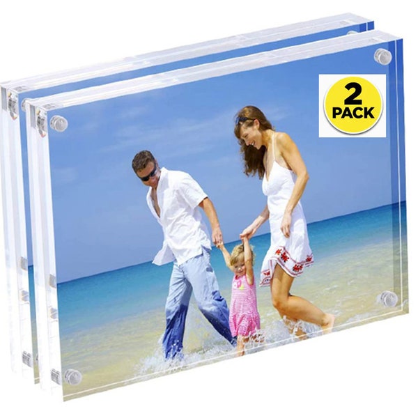 Acrylic Photo Picture Frame Package 4x6 6x8 8x10 Double Sided Magnetic Block, Home Decor Frameless Desktop Display 24mm Thickness