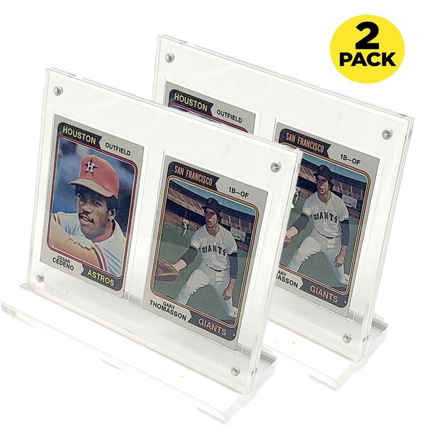 Recessed Sports/Trading Card Stand Display Holder (2PACK) Thick Acrylic Baseball Football Holder Magnetic Protector Super Clear Display Case