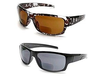 Lunettes de soleil sport bifocales Lunettes de lecture Lunettes de soleil pour homme Femme (2 paires) Camouflage Camouflage Sports de plein air Pêche à la mouche UV 100 % bloc