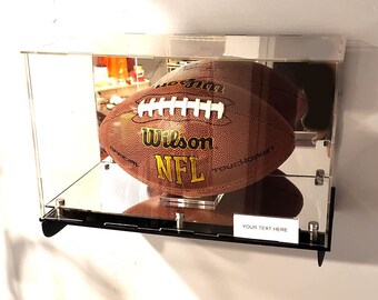 Football, Mini Helmet, 1 Shoe Sneaker with Wall Mount Acrylic Display Case Shelf Showcase Box Hovering Floating Mirror 2 Level Riser New