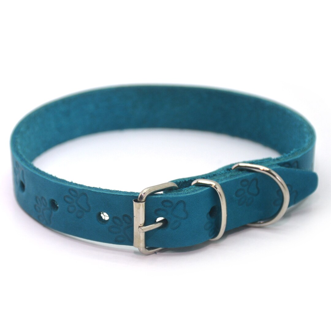 Embossed Leather Collar for Dogs Paw Leather Dog Collar Etsy