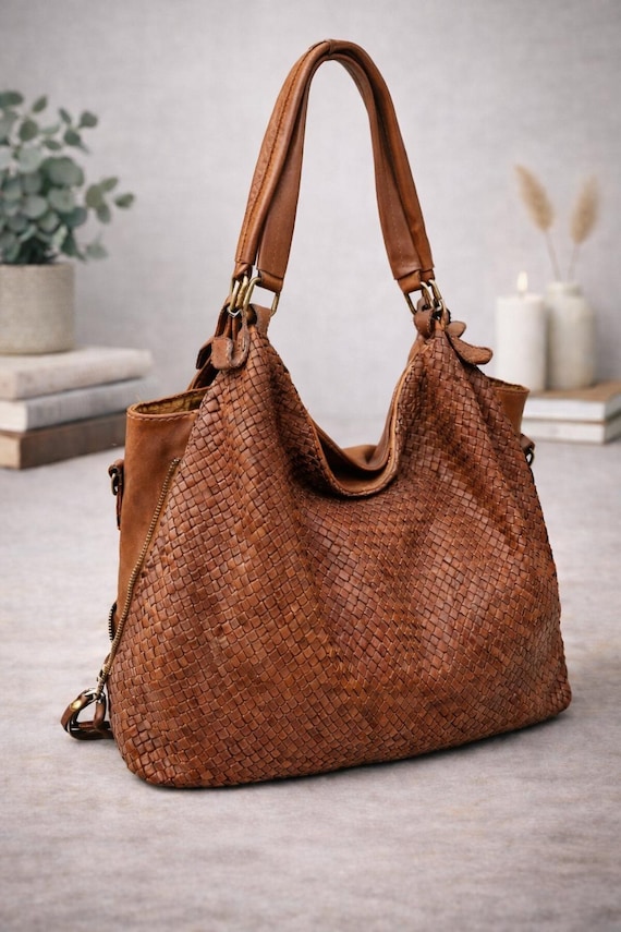 Borsa a spalla in vera pelle intrecciata artigianale Made in Italy – Modello DORSOD