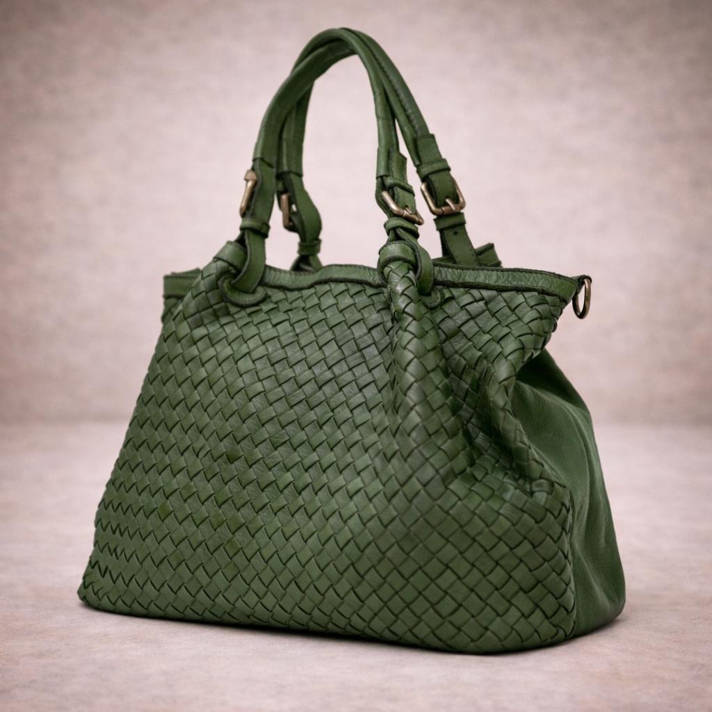 バッグ Made in Italy real leather hand bag Handwoven Genuine Leather Handbag, Artisanal Made in Italy