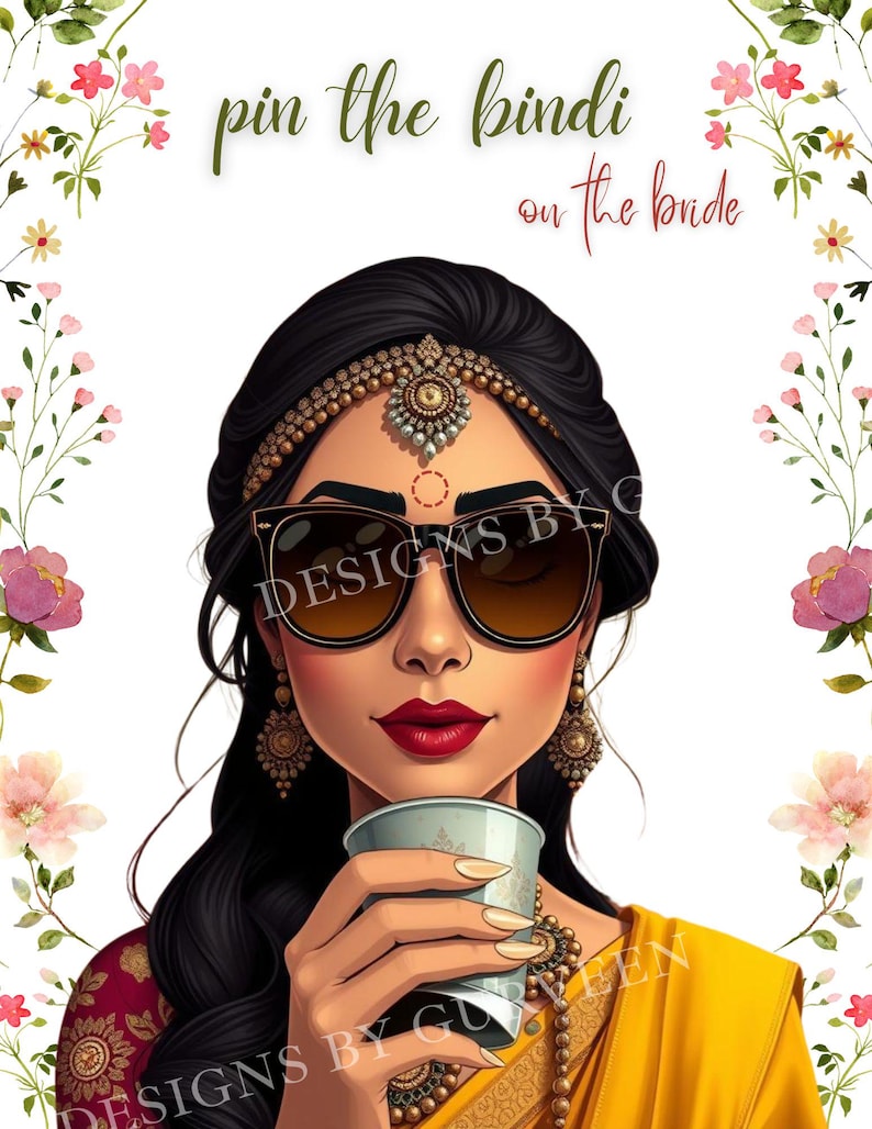 Pin the Bindi Bridal Shower Game: Punjabi Wedding, Mehndi Party ...