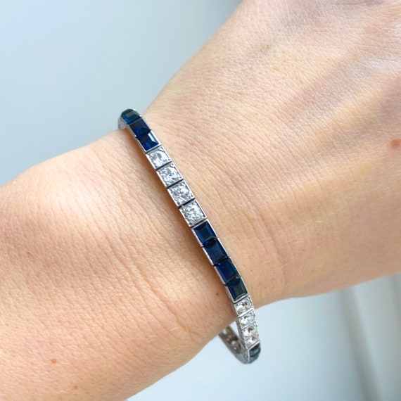 Art Deco Sapphire & Diamond Tennis Bracelet