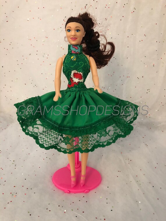 christmas barbie green dress