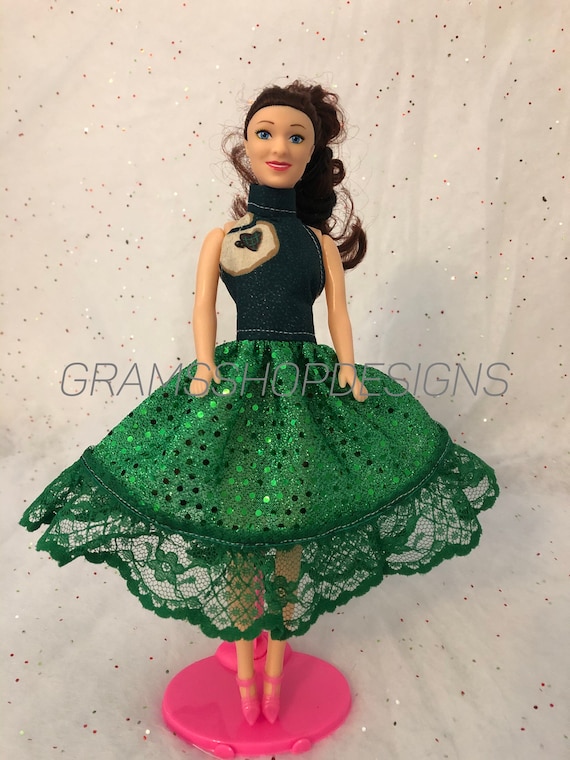 christmas barbie green dress