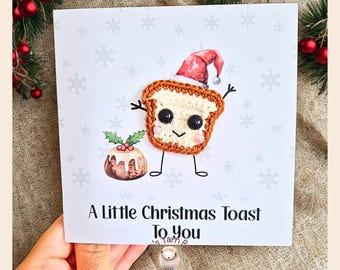 Kerstkaart met gehaakte toast – Handgemaakte woordspeling voor de feestdagen