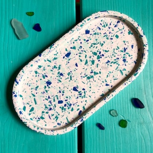 Terrazzo Tray Oval Tray Handmade Tray Trinket Tray Decorative Tray Tray Decor Terrazzo Decor Kitchen Decor Seaglass