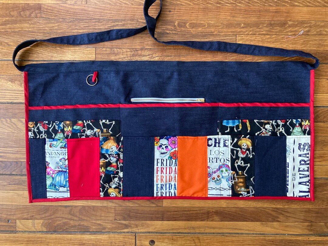 10 Pocket Craft Vendor Apron Frida Kahlo Dia De Los Muertos Etsy