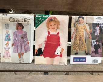Vintage sewing pattern for girls, Simplicity 7406, Butterick 5537, Vogue 8646