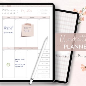 Undatierter PORTRAIT Digitaler Planer, Goodnotes Planner, Notability Planner, Digital Life Journal, Collanote Planner, Monatsplaner