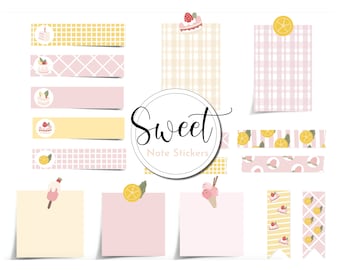 Digital Washi Tape, Note Stickers, Cute Goodnotes Sticker Book, Sticker PNG for Notability