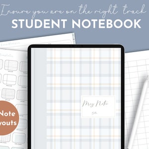 Student Digital Notebook for GoodNotes, Hyperlinked Tabs, Digital Notes Template for iPad Notetaking, Ipad Notebook, Blue Color Planner