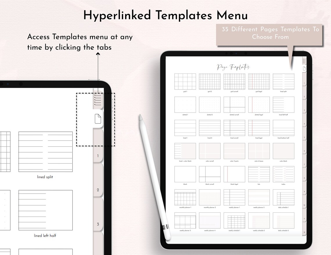 Digital Notebook for Goodnotes Notability Hyperlinked Tabs - Etsy