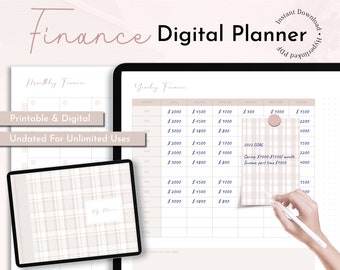 Planificador de finanzas digitales, Planificador financiero, Seguimiento de presupuesto, Seguimiento de finanzas, Seguimiento de ahorros, Planificador de iPad, Planificador de Goodnotes, Notabilidad