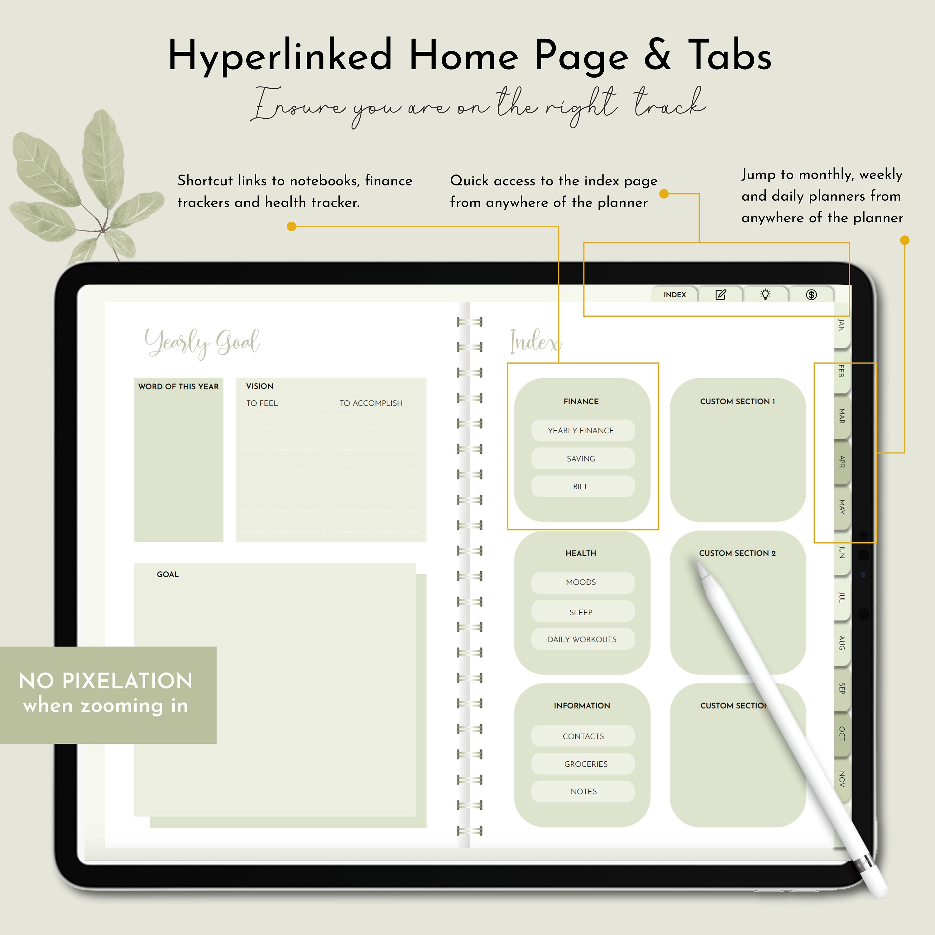 Undated Any Year Digital Planner Goodnotes Notability - Etsy
