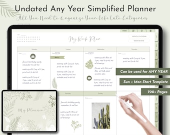 Undated any year digital planner, Goodnotes, undated Daily Planner, Hyperlinked Daily and Weekly Planner, Collanote Planner