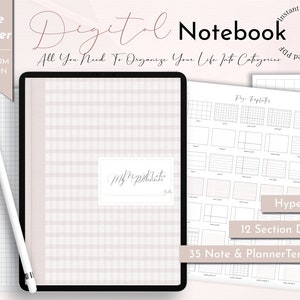 Digital Notebook for GoodNotes, Notability, Hyperlinked Tabs, Digital Notes Template for iPad Notetaking, Ipad Notebook