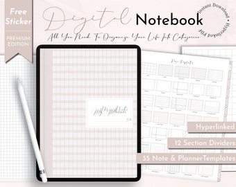 Digitaal notitieboek voor GoodNotes, Notability, tabbladen met hyperlinks, sjabloon voor digitale notities voor notities op iPad, Ipad Notebook