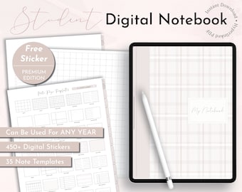 Studentennotitieblok voor GoodNotes, Notability Notebook, tabbladen met hyperlinks, sjabloon voor digitale notities voor het maken van notities op de iPad