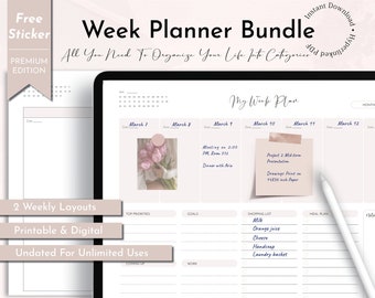 Undated Weekly Digital Planner, Goodnotes Planner, Notability Planner, Weekly Planner Agenda, Collanotes Planner