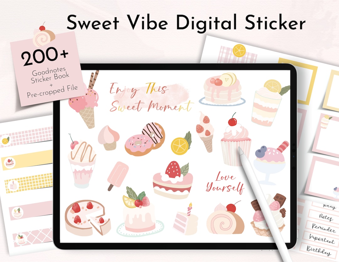 Sweet Notes Sticker Digital Stickers, Cute Goodnotes Sticker Book, Sticker PNG for ...